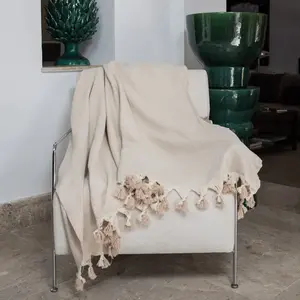 Febronie Plaid coton taupe clair 160x250 pas cher