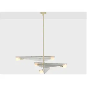 Lustre à 3 niveaux en laiton et verre gris aube Sycamore - Tala