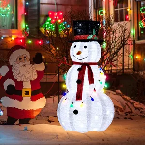 ALIGHTUP Bonhomme de neige de Noël ,Décoration de Noël avec 100 lumières LED et 20 lumières multicolores 70 x 60 x 120cm