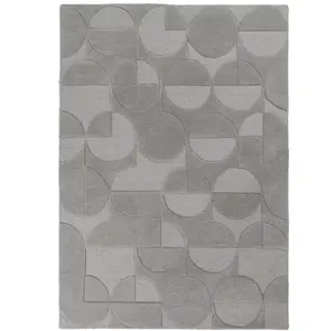 FLAIR RUGS Tapis géométrique en laine design rectangle Gigi 290x200 CM - Gris pas cher