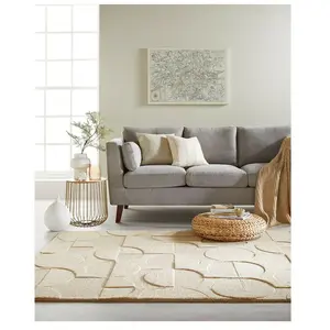 Floorita Tapis géométrique design en laine beige 120x170 pas cher