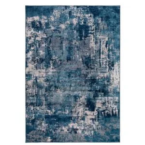 FLAIR RUGS Tapis design rayé pour salon Wonderlust Bleu foncé 200x290