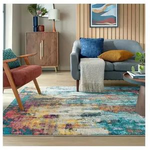 Flair Rugs - Tapis moderne courtes mèches rayé rectangle Abstraction Multicolore 200x290