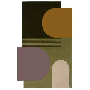Flair Rugs - Tapis en laine design géométrique Lozenge Vert 150x240
