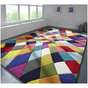 Tapis multicolore moderne rectangle à courtes mèches Rhumba Multicolor... pas cher