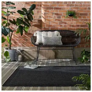 Flair Rugs - Tapis extérieur et intérieur plat contemporain Weave Charbon 80x150 pas cher