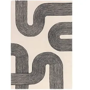 Novatrend Tapis moderne tufté main en laine  Noir 160x230 cm pas cher