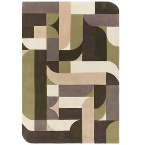 Novatrend Tapis moderne tufté main en laine Vert 120x170 cm pas cher