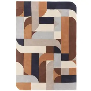 Novatrend Tapis moderne tufté main en laine Orange 120x170 cm pas cher