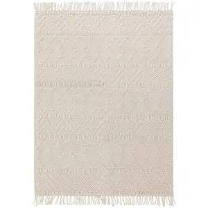 Novatrend Tapis de salon en laine blanc 120x170 cm pas cher