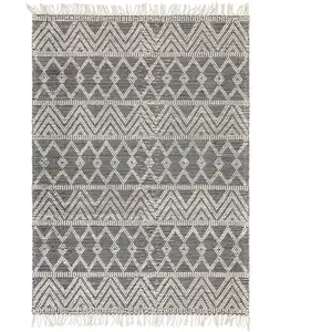 Novatrend Tapis de salon en laine noir 120x170 cm pas cher