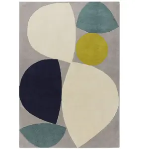 Novatrend Tapis tufté main en laine Bleu 120x170 cm pas cher