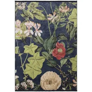 Novatrend Tapis de salon floral bleu nuit 120x170 cm pas cher