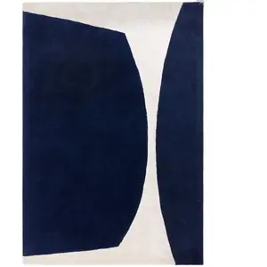 Novatrend Tapis moderne tufté main en laine  Bleu 120x170 cm pas cher