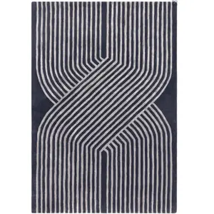 Novatrend Tapis moderne tufté main en laine Bleu 120x170 cm pas cher