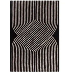 Tapis moderne tufté main en laine  Noir 120x170 cm
