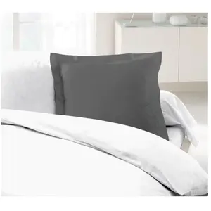 Comparateur de prix : LOVELY HOME Lot de 2 Taies d'Oreillers 100% coton 63x63 cm gris foncé