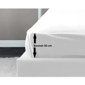 Comparateur de prix : LOVELY HOME Drap Housse 100% coton 180x200x30 cm blanc