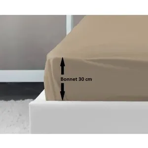 Comparateur de prix : LOVELY HOME Drap Housse 100% coton 160x200x30 cm beige