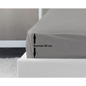 LOVELY HOME Drap Housse 100% coton 180x200x30 cm gris clair pas cher