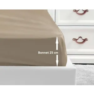Comparateur de prix : LOVELY HOME Drap Housse 100% coton 160x200x25 cm beige