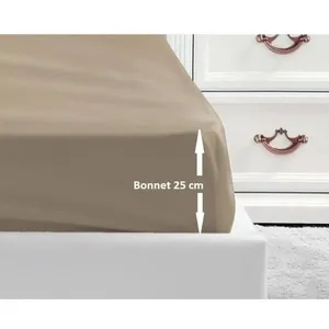 Comparateur de prix : LOVELY HOME Drap Housse 100% coton 140x190x25 cm beige