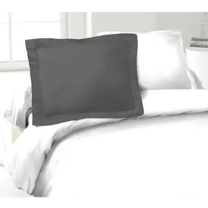 Comparateur de prix : LOVELY HOME Lot de 2 Taies d'Oreillers 100% coton 50x70 cm gris foncé