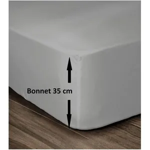 Drap Housse 100% Coton 160x200cm - Bonnet 35cm - Gris clair pas cher
