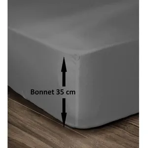 Drap Housse 100% Coton 160x200cm - Bonnet 35cm - Gris fonce pas cher