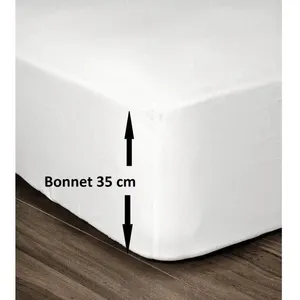 Comparateur de prix : LOVELY HOME Drap Housse 100% Coton 140x190cm - Bonnet 35cm - Blanc