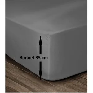 Comparateur de prix : LOVELY HOME Drap Housse 100% Coton 180x200cm - Bonnet 35cm - Gris fonce