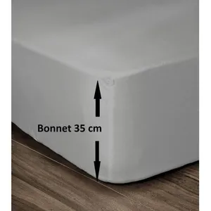 Drap Housse 100% Coton 140x190cm - Bonnet 35cm - Gris clair pas cher