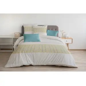 HOME LINGE PASSION LE NAT MIEL Parure de couette 100% coton - Beige - 220x240 cm pas cher
