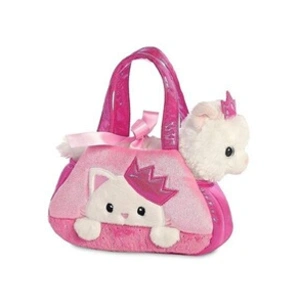 Aurora doudou chat en sac Princess Kitty 20,5 cm blanc/rose pas cher