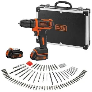 Comparateur de prix : Black and Decker - Perceuse visseuse 10.8 V 1.5 Ah 26 Nm avec 2 batteries et 100 accessoi