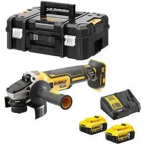 Comparateur de prix : Meuleuse DEWALT Brushless XR Ø125 mm - 2 batteries 5.0Ah 18V - DCG405P2