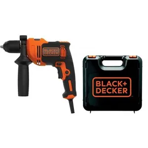 Perceuse à percussion 550W Poignée + 2 forêts + Coffret Black + Decker BEH550K pas cher