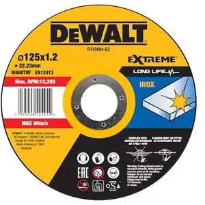 Disque à tronçonner l'inox 125x22,2mm, moyeu plat DEWALT