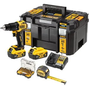 Comparateur de prix : Dewalt Perceuse visseuse à percussion 18V XR Brushless + 2 batteries 5...