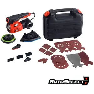 Comparateur de prix : Multi-ponceuse ''Black&Decker'' 4-en-1 - Coffret 19 accessoires - 220W