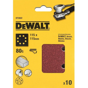 Comparateur de prix : Dewalt - Feuille abrasive grain 80 - 115 x 115 mm - 10 pièces - DT3022
