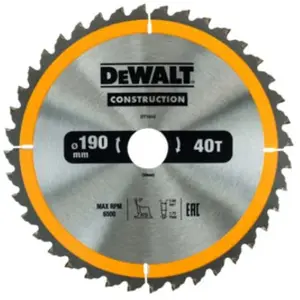 Comparateur de prix : DeWalt DeWALT Lame de scie circulaire, 190/30 mm, 40 dents - DT1945-QZ