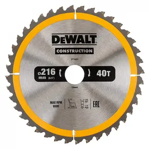 Comparateur de prix : Lame de scie circulaire TCT à usage général 216 x 30mm 40 dents DeWalt