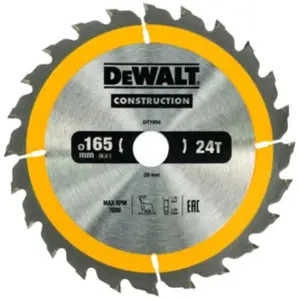 Comparateur de prix : DeWALT Lame de scie circulaire, 165-20 mm, 24 dents - DT1934-QZ