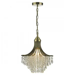 DAR LIGHTING Suspension Suri laiton antique et verre 1 ampoule pas cher