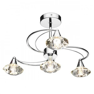 Dar Lighting - dar luther - Plafonnier semi-affleurant en cristal de chrome poli, 4x G9Vendu paramazon