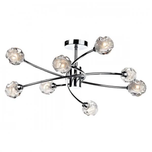 Luminaire Center Plafonnier Seattle chrome poli et verre moulé 8 ampoulesVendu parmanomano