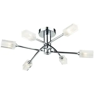 Luminaire Center Plafonnier Morgan chrome poli et verre 6 ampoulesVendu parmanomano