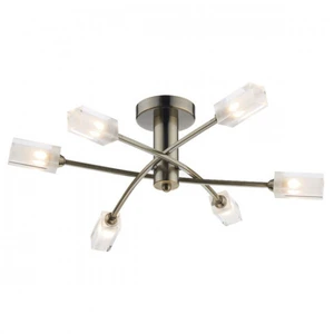 Luminaire Center Plafonnier Morgan laiton antique et verre 6 ampoulesVendu parmanomano