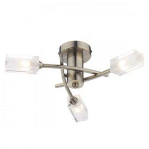 Luminaire Center Plafonnier Morgan laiton antique et verre 3 ampoulesVendu parmanomano